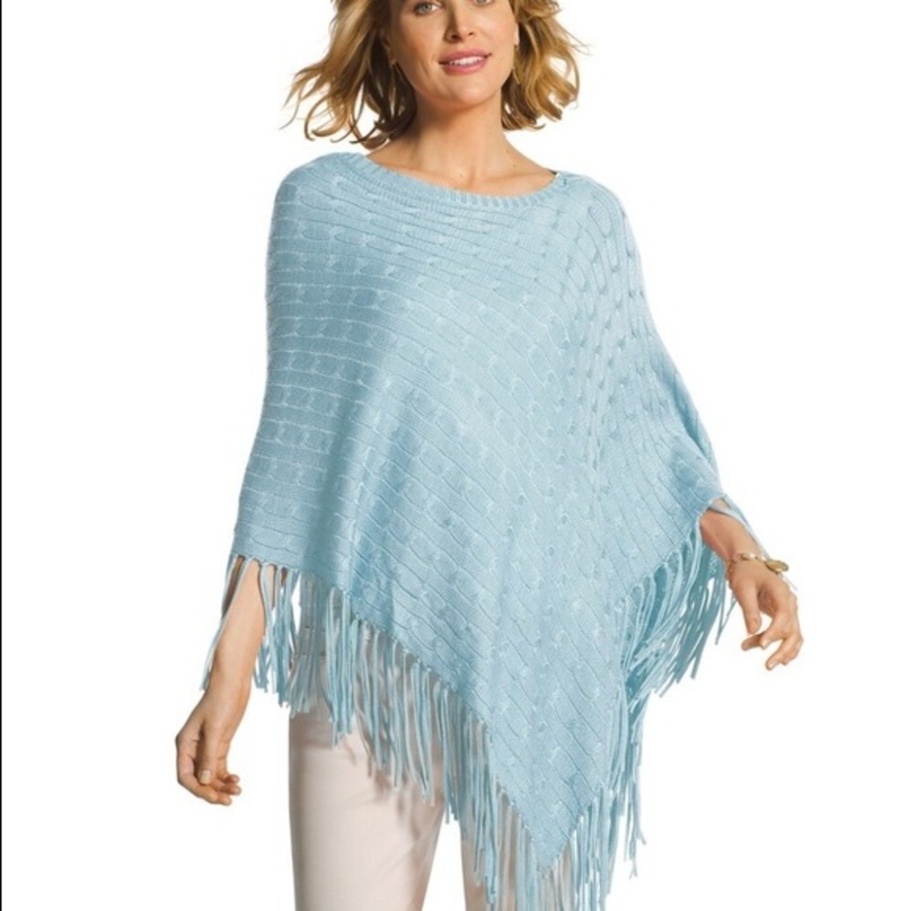 Chico's Colleen Cable Knit Asymmetrical Poncho